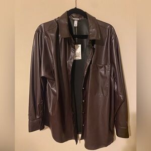 A New Day Faux Leather Shirt Jacket